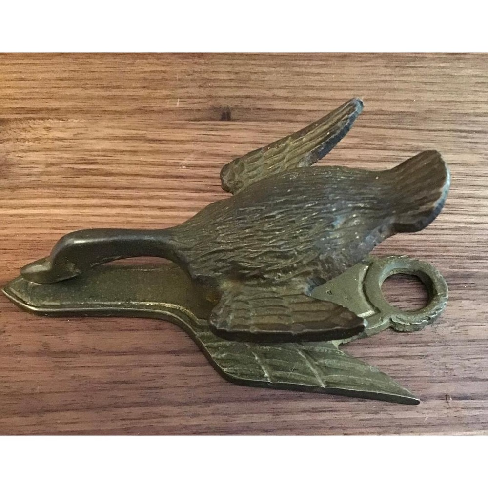 Vintage Virginia Brass Flying Goose Memo Hanging Wall Clip Mid Century Modern